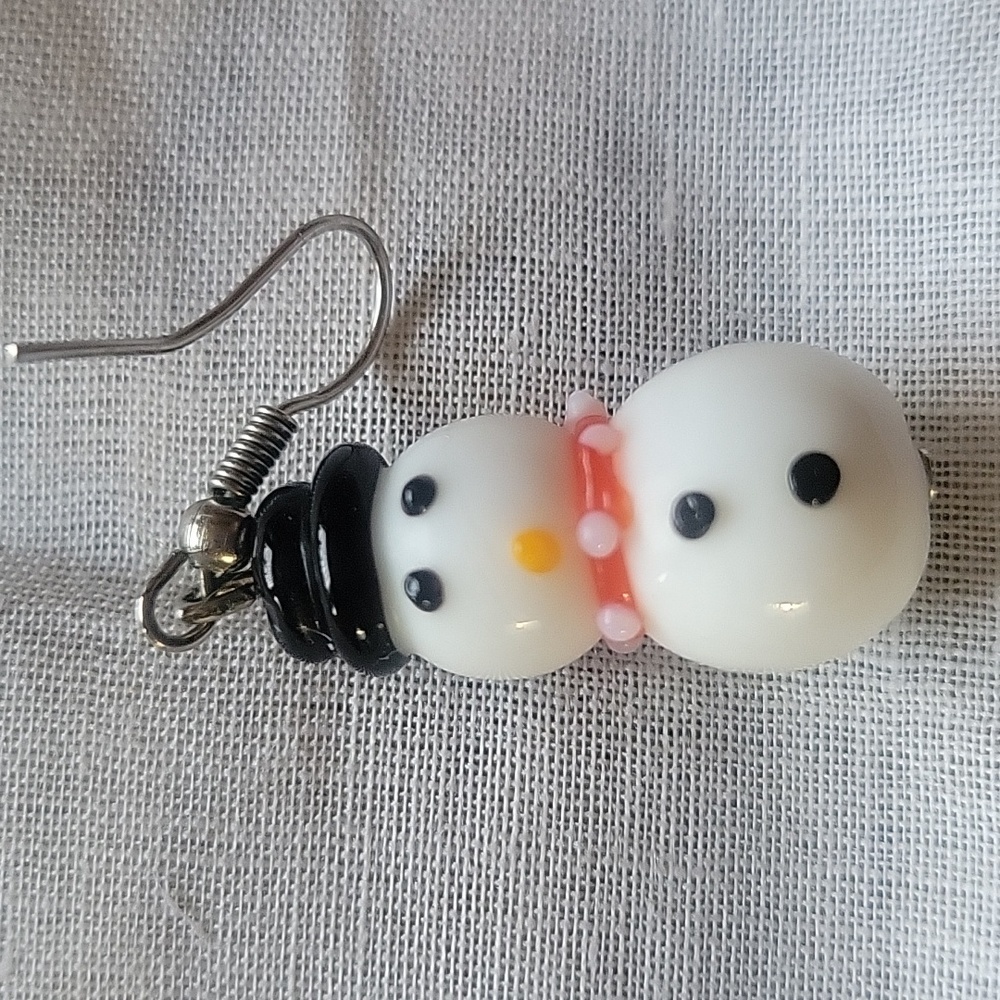Holidays snowman earrings, set of 3 - Picture 4 of 13